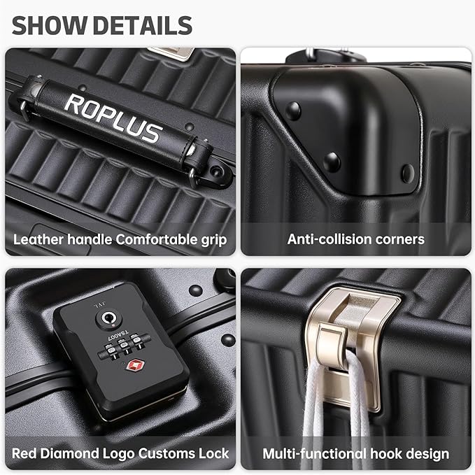 Aluminium Frame Checked-Luggage with Smooth Jelly Wheels, Hardside Zipperless Rolling Suitcase with TSA Lock (Pure Black, 24-Inch)