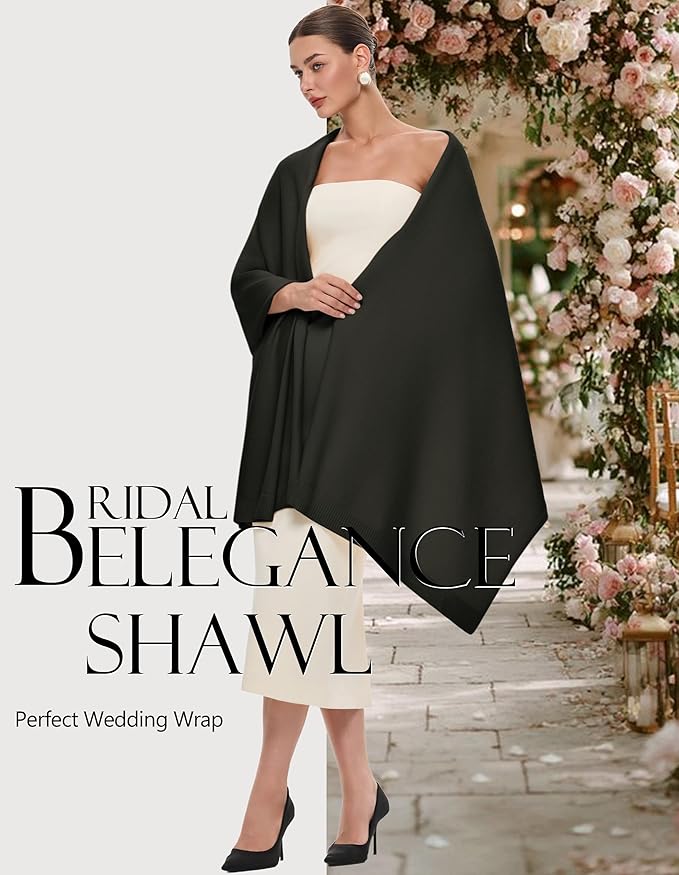 PULI Women's Pashmina Shawl Wraps for Evening Dress Large Scarf Blanket Long Wedding Bridal Winter Warm Shoulder Wrap