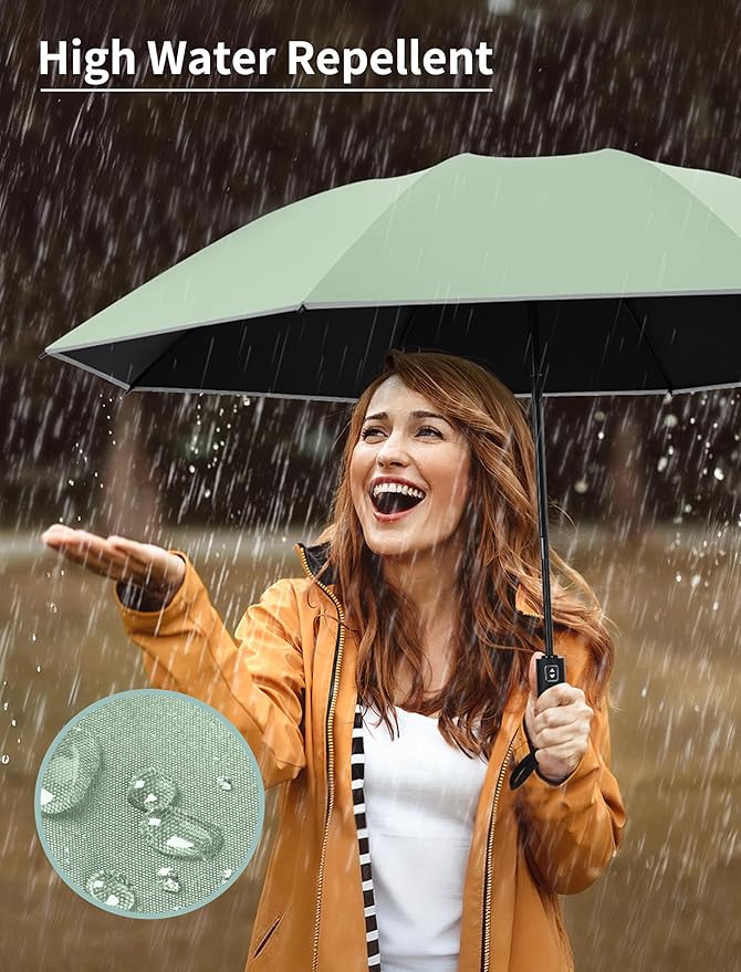 Seniny Inverted Travel Umbrella Compact - Windproof Umbrellas for Rain with Reflective Strip, Large UV Umbrella for Sun Protection, Automatic Portable Umbrellas Fold in Reverse for Car, Backpack