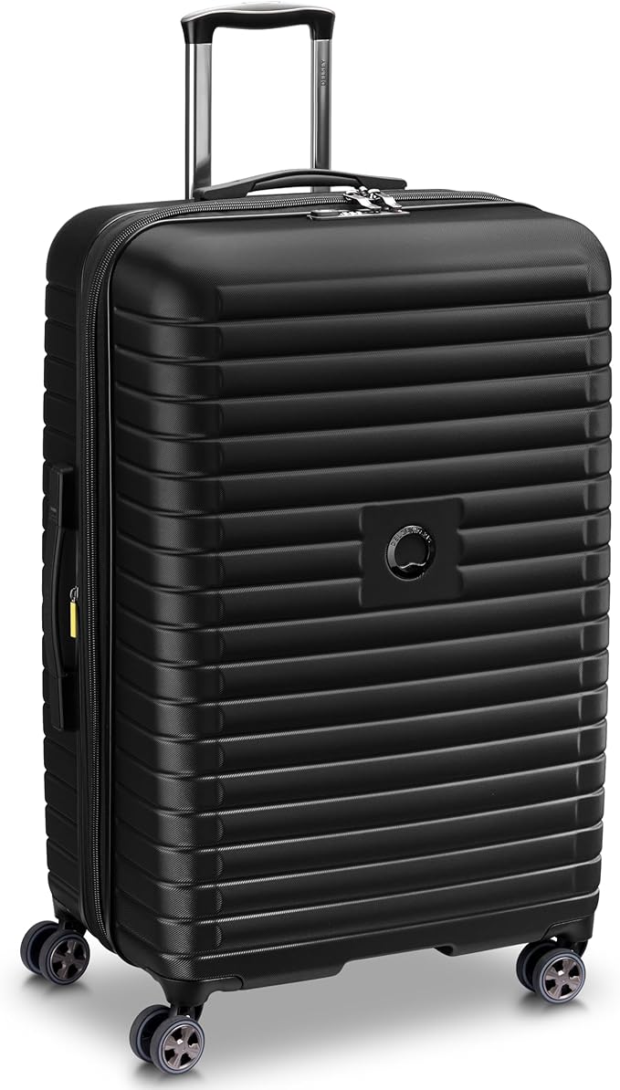 DELSEY PARIS Cruise 3.0 Hardside Expandable Luggage with Spinner Wheels, Black, Checked-Large 28 Inch