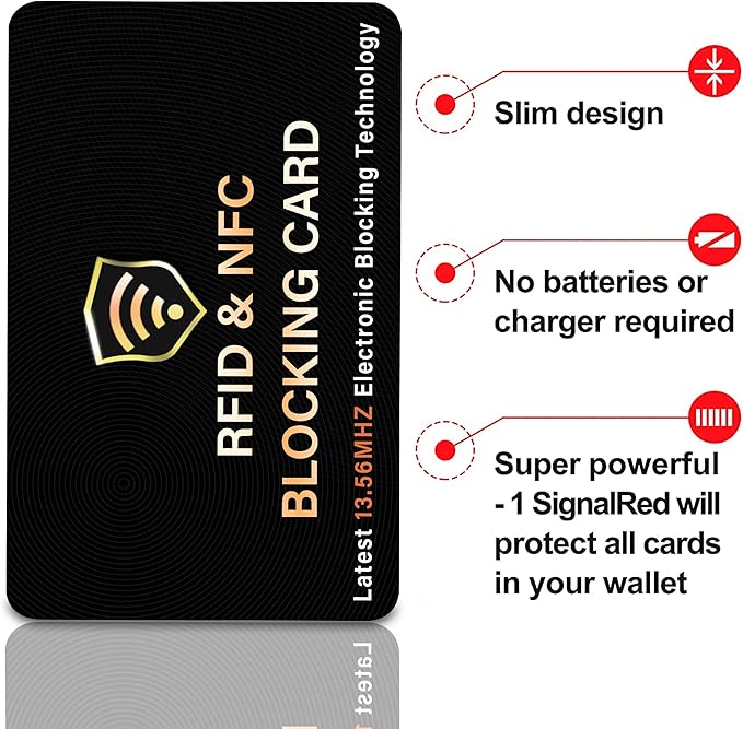 SaiTech IT RFID Blocking Card, One Card Protects Entire Wallet Purse, NFC Contactless Bank Debit Credit Card Protector ID ATM Guard Card Blocker–(Black)
