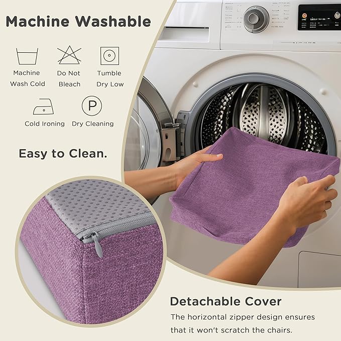 AddGrace Recliner Cushions for Elderly Thick Seat Cushion 20"x20"x4" Chair Pads with Non Slip Backing and Washable Cover for Couch Armchair Chairs Purple