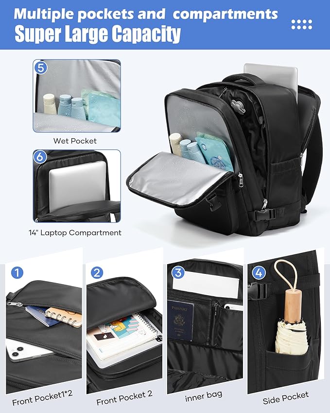 Vacuum Backpack Travel with Pump,Vacuum Sealed Backpack,Travel Backpack with Vacuum System,40x30x20 Airbag Travel,Laptop Vacpack Backpacks Bag Airline Flight Approved,Black