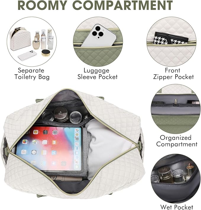 Travel Duffle Bag Weekender for Women - Carry-On Overnight Bag Personal Item Bag with Shoe Compartment & Wet Pocket Large Weekend Tote Bags with Toiletry Bag Hospital Bags for Labor and Delivery