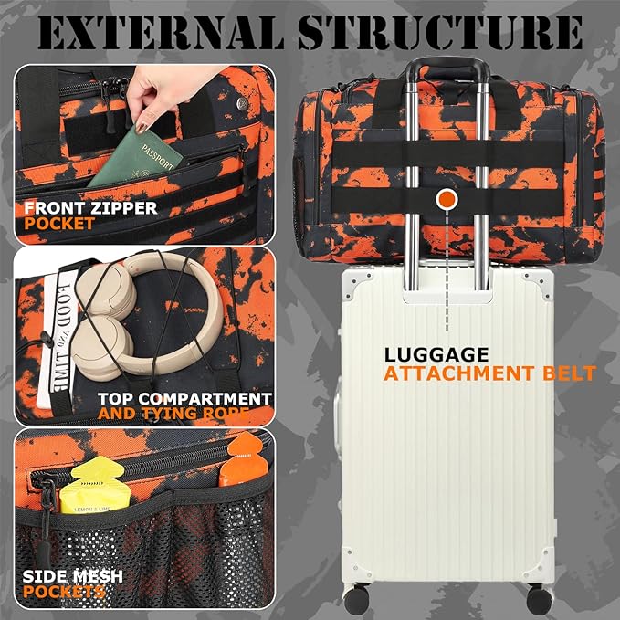 45L Gym Bag for Men & Women, Tactical Military Duffle Bag for Travel Weekender Gym Workout Deployment, Large Sports Bag for Hockey Football Baseball Soccer Basketball & Team training