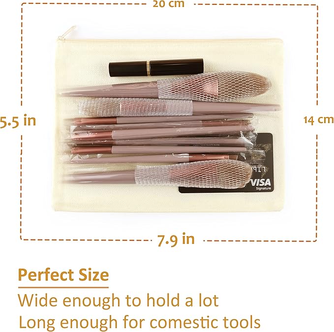 Koolmox Bulk Cosmetic Bags, 30pcs Multipurpose Makeup Bag with Zipper, Canvas Pencil Pouches, Bulk Plain Beige Canvas Bag for Travel Storage Toiletry Organize Pouch Women DIY Craft Pouch Gift Bags