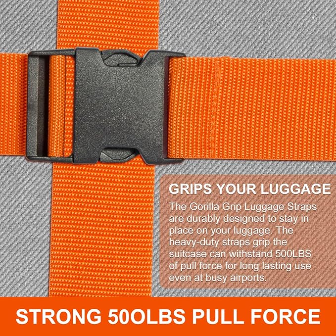 Luggage Straps,Suitcase Straps for Luggage and Add a Bag Luggage Straps for Suitcase,Travel Accessories for Connecting Suitcases or Smaller Packages Together (Orange 2 pcs)