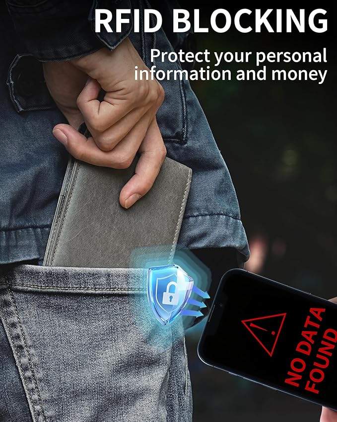 Artpaxy Mens Wallet Bifold Genuine Leather RFID Blocking Wallet for Men with 1 ID Windows 13 Card Holders 2 cash pockets 1 Gift Box