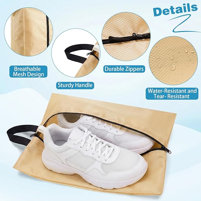 6 Pcs Travel Shoe Bags with Zipper Portable Suitcase Shoe Organizer Packing for Men Women Nylon Multicolor(Mixed,Pastel)