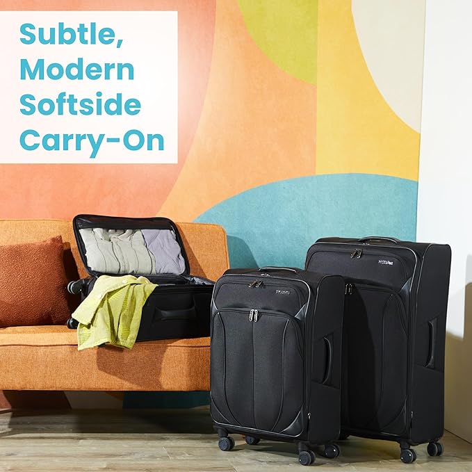 American Tourister 4 KIX 2.0 Expandable Softside Luggage with Spinner Wheels, 20 SPINNER, PURPLE ORCHID