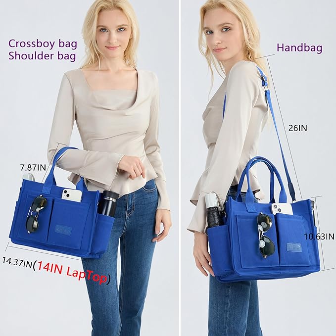 ZHMO Canvas Tote Bag for Women,Women's Bags Crossbody Bags Work Laptop Tote Bag Large Handbags Purse for Travel Nurse Teacher