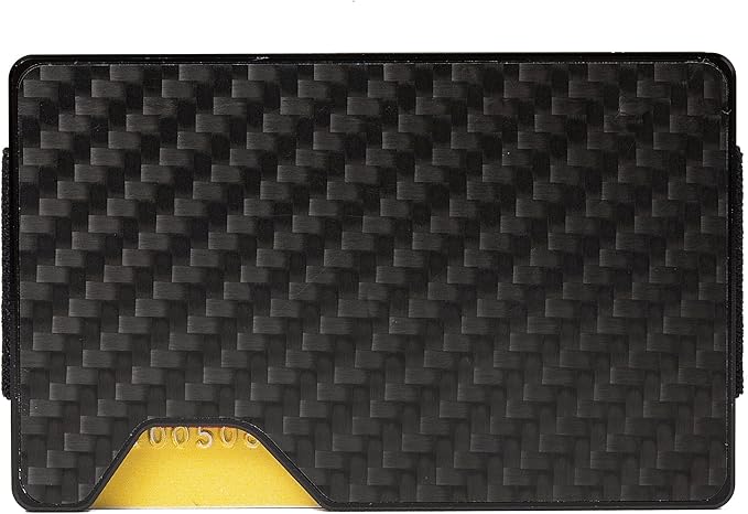 Carbon Fiber Minimalist Wallet for Men Credit Card Holder Money Clip & Cash Strap Slim RFID Mens Wallets(Matte Carbon Fiber)