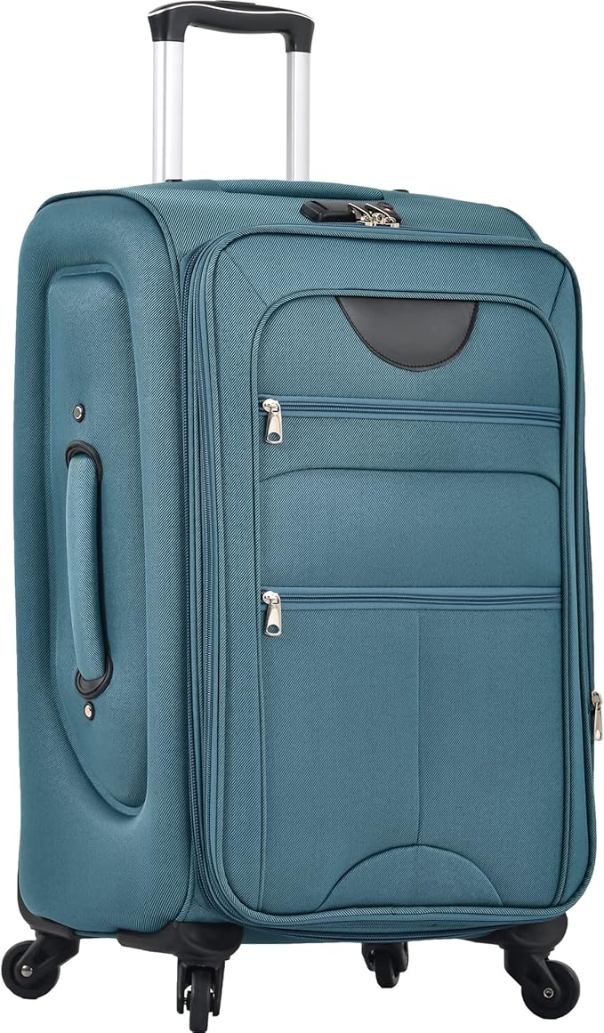 3 Piece Softshell Expandable Luggage Sets, Lightweight Travel Suitcase Set with TSA Lock and 360°Swivel Spinner Wheels, Durable Softside Luggage for Men Women, 22 in/26 in/30 in, Green