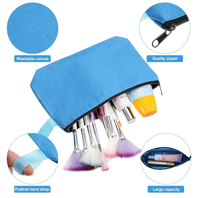 Saintrygo 30 Pcs Canvas Makeup Bags Bulk for Women Cosmetic Bags Small Travel Canvas Zipper Pouch Blank DIY Multipurpose Toiletry Hygiene Pouch for Women Purse Pencil Case(Classic,7.5 x 5 x 1.8 Inch)