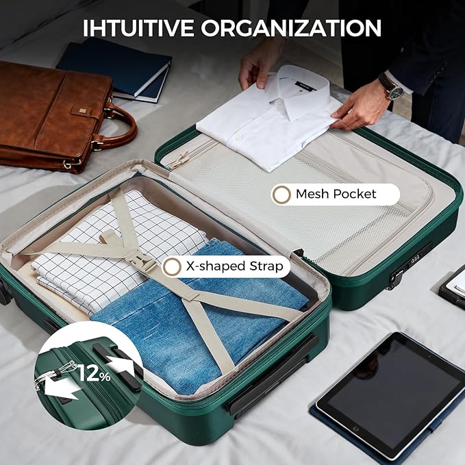 Carry on Luggage Top opening Suitcases, Expandable with Cup Holder and USB Charging Port,Lightweight with Front Pocket Rolling Suitcases with Spinner Wheels
