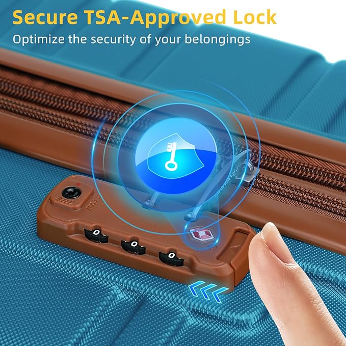 LARVENDER Luggage Sets 6 Piece, Expandable Hardside Carry on Suitcase Set with Spinner Wheels, Lightweight Rolling Luggage Sets for Women with TSA Lock, Blue