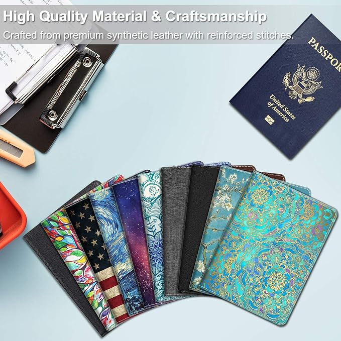 FINTIE Passport Holder, Slim Travel Wallet RFID Blocking Card Case Cover Passport Cover Protector Essentials with Credit Card Slots for Women/Men | Slim, RFID Blocking, Card Case Cover, Essentials, Credit Card Slots