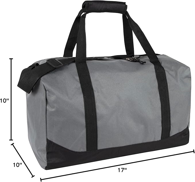 30 Liter, 17 Inch Canvas Duffle Bags for Men and Women – Travel Weekender Overnight Carry-On Shoulder Duffel Tote Bags (Grey)