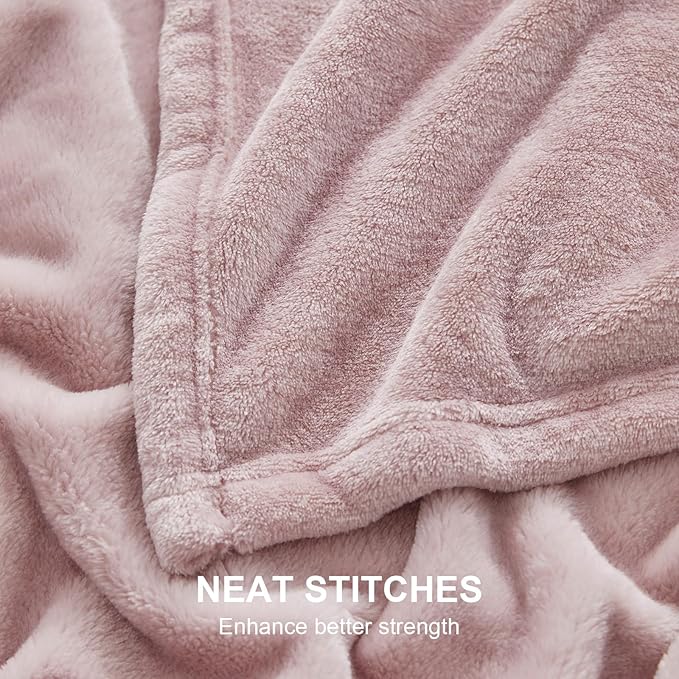 Hansleep Fleece Pink Throw XL Blanket, Super Soft Flannel Fuzzy Plush Cozy Blanket for All Seasons, Pink, Throw XL 50x70 Inches