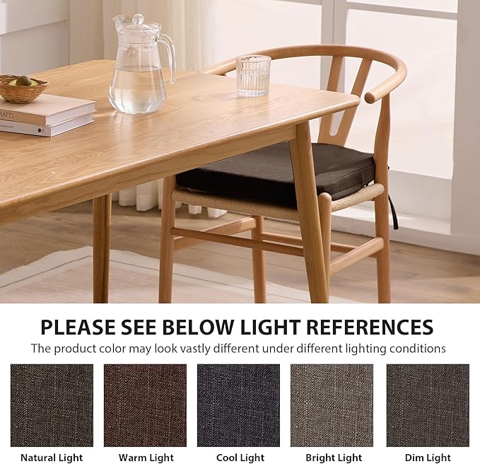 Chair Cushions for Dining Chairs, 2" Thick Seat Cushions for Kitchen Chairs, D-Shaped Chair Pads with Washable Cover, Ties and Non Slip Backing, 17'' x 16'', Set of 2, Brown