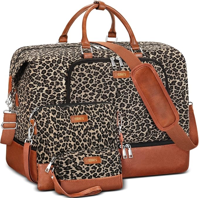 Travel Weekender Bag for Women, 21" Overnight Bag with Shoe Compartment 50L Large Travel Duffel Bag Carry On Tote for Weekend, Overnight, Business Trips, Water Resistant