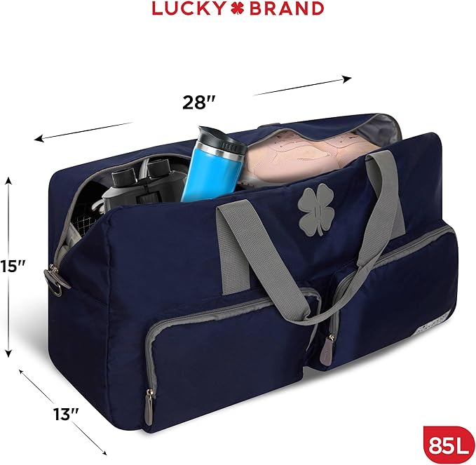 Lucky Travel Duffel Bags 85L, Gym Bag, Travel Bag & Large Duffle Bag for Men, Foldable Overnight Weekender Bags for Women & Men with Adjustable Shoulder Strap, Navy