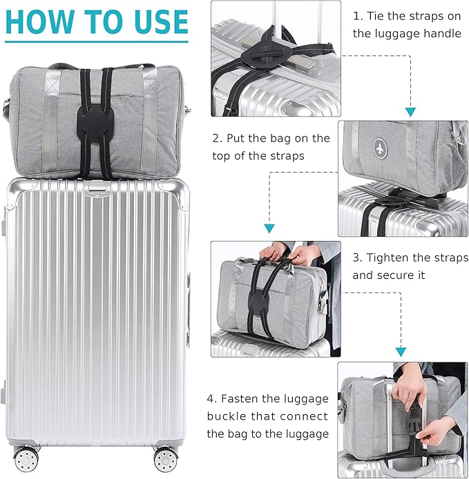 Travelkin Luggage Straps - Bungees for Suitcases, Add a Bag, Travel Bag Bungee Belt for Luggage Carry On (Black 2 Pack)