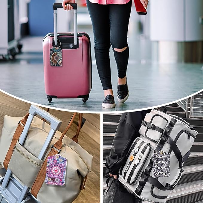 Fishent Luggage Tag, 3 Pack Travel Cruise Luggage Tags for Suitcases, Cute Suitcase Tags Identifiers Bag Tags with Privacy Flap, Baggage Name Tag for Women Men Luggage Backpack Handbag School Bag