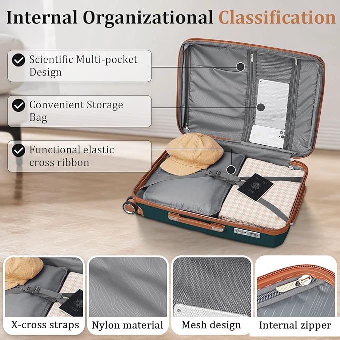 4 Piece Expandable Hardshell Pink Luggage Sets with Spinner Wheels, Lightweight Travel Suitcase Set with TSA Locks, 20 inch Carry On for Women (Army Green, 4 Piece Set)