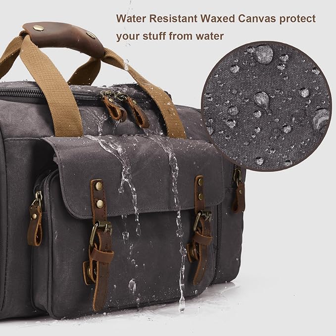Waxed Canvas Duffel Bag 50L Waterproof Duffle Bag Travel Overnight Weekender Bag