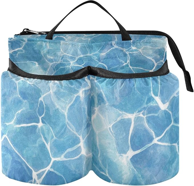 Luggage Cup Holder for Suitcases Free Hands Travel Cup Holder Portable Suitcase Cup Drink Holder Luggage Cup Caddy Bag Carrier Summer Blue Pool Ripples