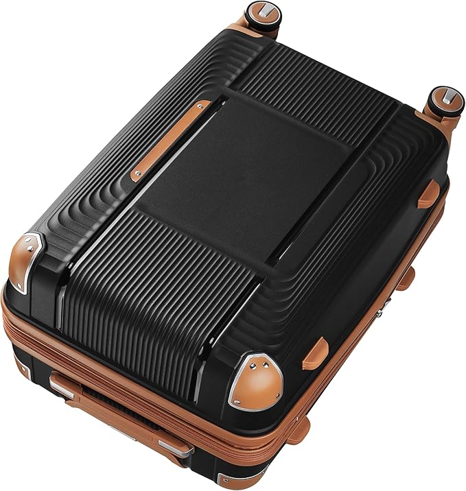 3 Piece Luggage Set PP Hardshell with YKK Zippers, 20/24/28 Inch Suitcases with Detachable Spinner Wheels & Reinforced Corner Guards, Lightweight TSA Lock Nested Set (Black)