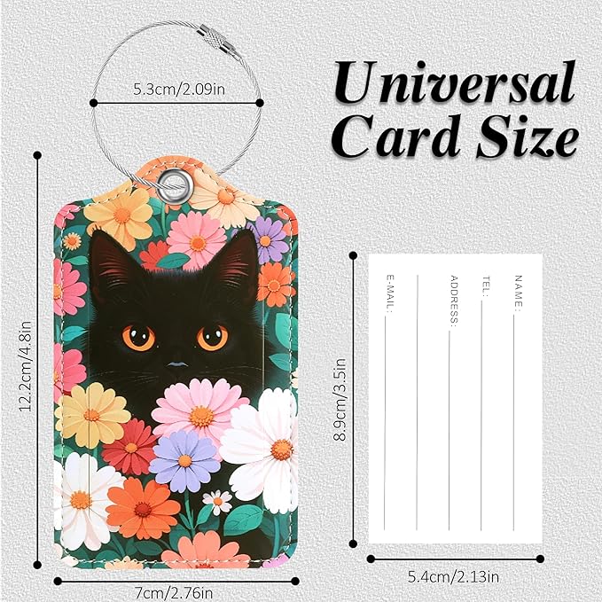 Luggage Tags for Suitcases, 2 Pack Cute PU Leather Luggage Tag TSA Approved with Stainless Steel Loop and Address Card Baggage Tag for Travel&Hotel Stays&Cruise Ships&Shipping and Mailing