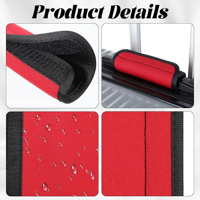 2PCS Luggage Handle Wraps for Suitcase, Bright Color Comfort Soft Handle Covers, Suitcases Luggage Handle-Wrap for Traveling, Luggage-Identifiers for Suitcases, Travel Accessories (Red)