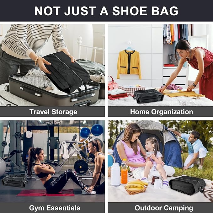 Shoe Bags for Travel, 4 Pack Extra Durable Travel Shoe Bags for Storage and Packing, Reusable Water-proof Shoe Bag with Smooth Zipper, Portable Travel Essentials