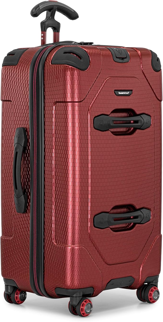 Traveler's Choice Maxporter II Polycarbonate Hardside Trunk with Spinner Wheels, Red, 28-Inch Medium Trunk