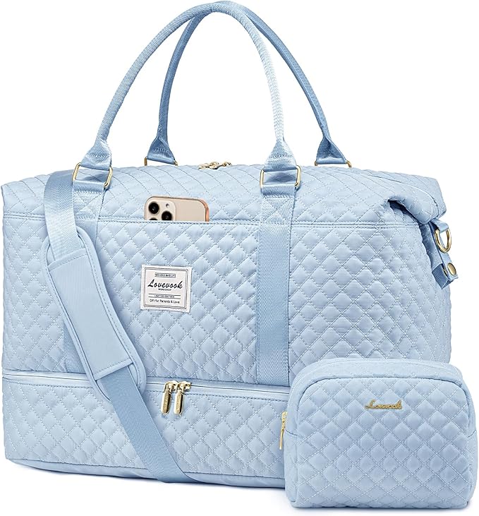 LOVEVOOK Travel Duffle Bag,Weekender Bags for Women with Shoe Compartment，Carry on Overnight Bag with Toiletry Bag,Gym Duffel Bag with Wet Pocket, Hospital Bags for Labor and Delivery