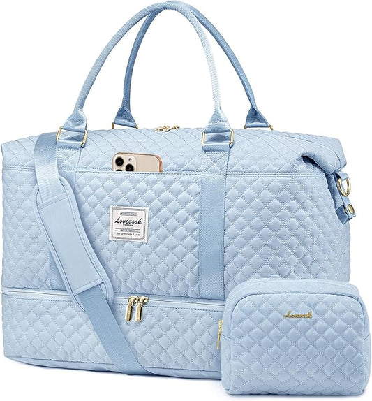 LOVEVOOK Travel Duffle Bag,Weekender Bags for Women with Shoe Compartment，Carry on Overnight Bag with Toiletry Bag,Gym Duffel Bag with Wet Pocket, Hospital Bags for Labor and Delivery