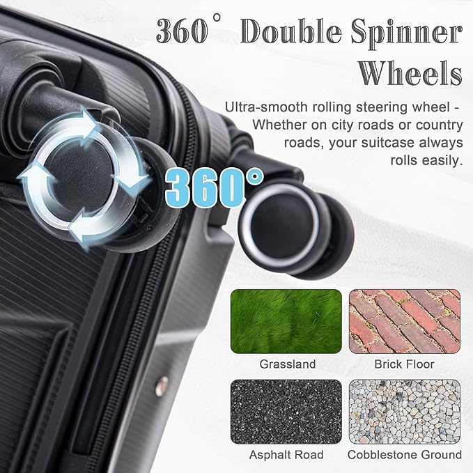 Hardside 4 Luggage Set, Lightweight Wave Suitcase with Spinner Wheels