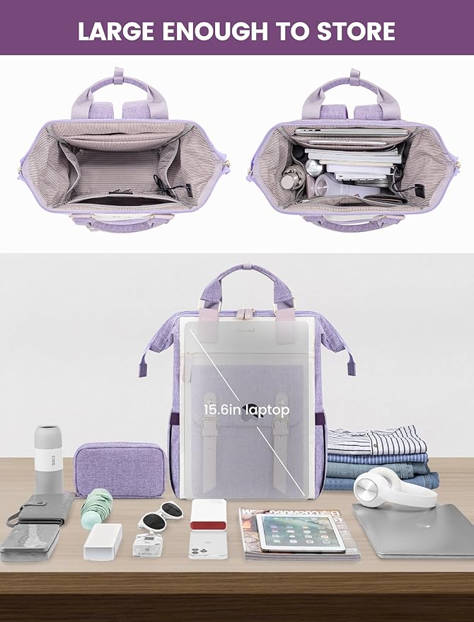 LOVEVOOK Laptop Backpack for Women Work Teacher Bag Travel Backpack, Stylish College Backpack Purse, Business Computer Laptop Bag Nurse Bags, Casual Daypack, 15.6 Inch