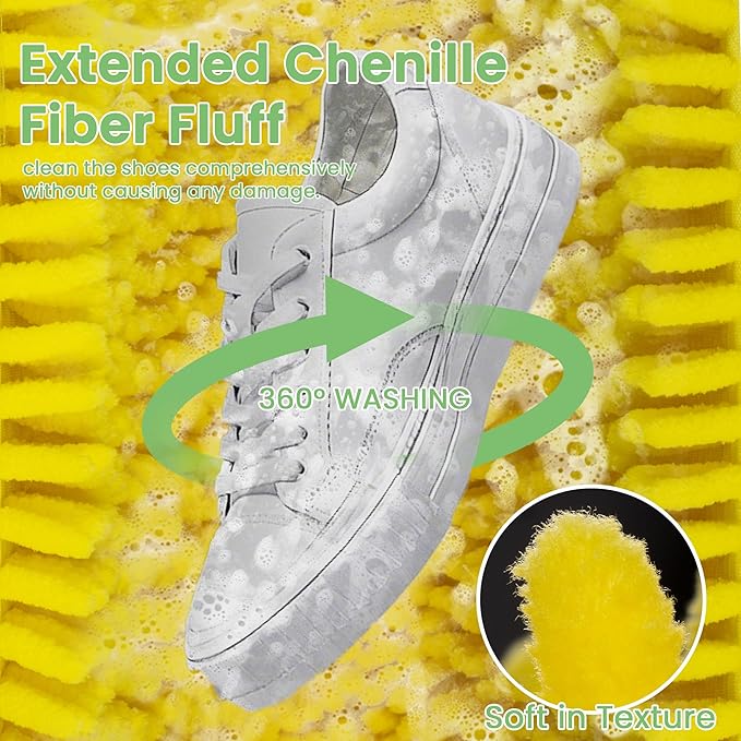 2Pcs Shoe Washing Machine Bag, Sneaker Laundry Bag for Washing Machine, Extra Long and Thick Microfibre Fluff, Reusable for Washer and Dryer (2pcs, Bright yellow Green)