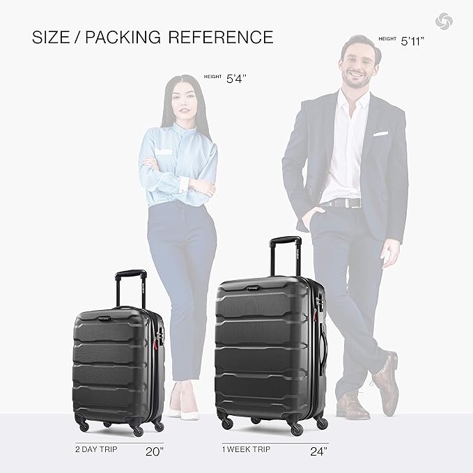 Samsonite Omni PC Hardside Expandable Luggage with Spinner Wheels, Black, 2-Piece Set (20/24)