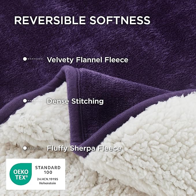 Bedsure Waterproof Dog Blankets for Small Dogs - Small Cat Blanket Washable for Couch Protection, Sherpa Fleece Puppy Blanket, Soft Plush Reversible Throw Furniture Protector, 25"X35", Eggplant