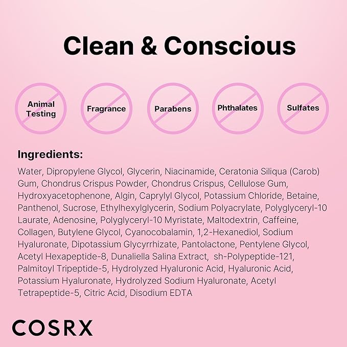 COSRX Pink Peptides Collagen Hydrogel Eye Patch for Puffy Eyes and Dark Circles, Under Eye Mask, 60 Under Eye Patches, Korean Skin Care