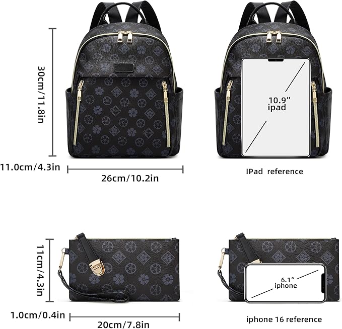 Makes Mini Backpack for Women, Stylish Daypack Purse Handbag Small Casual Daily Travel Bag, Lady Girls Gifts for Work School, 2pcs Sets
