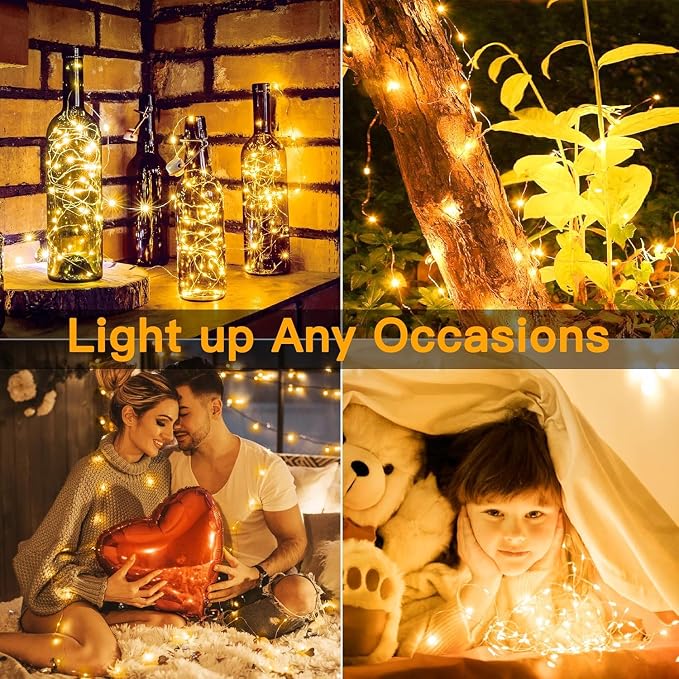 12 Pack Fairy Lights Battery Operated 7ft 20 LED Mini String Lights Twinkle Lights Silver Wire Firefly Starry Lights for Mason Jars Wedding Party Christmas Centerpiece Decor, Warm White & Cool Whtie