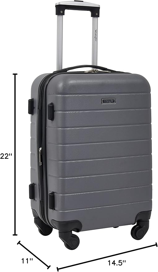 Wrangler Smart Spinner Hardside Luggage, 22-Inch Carry-On, Quiet Shade