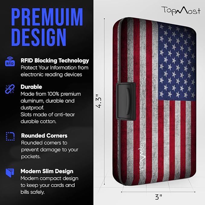 TopMost Aluminum Wallet, Card Case Wallet, Metal RFID Credit Card Holder for Men & Women, 6 Cotton Slots for 10-12 Cards And Bills, Rfd Protective