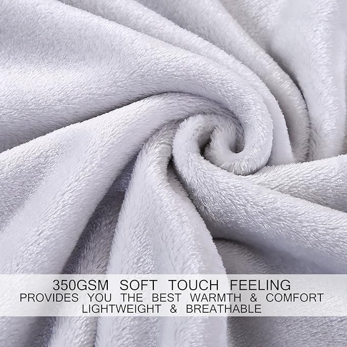 Soft Queen Size Blanket All Season Warm Fuzzy Microplush Lightweight Thermal Fleece Blankets for Couch Bed Sofa,90x90 Inches,Gray