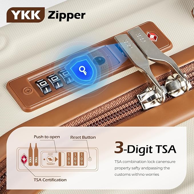 Luggage Set 3 Piece with Cup Holder,Hardshell TSA Lock Spinner Wheels Carry on Lightweight Suitcase，Hook and YKK Zippers for Valentine Gifts (Green, 5 piece sets(20/24/28/DB/TB))